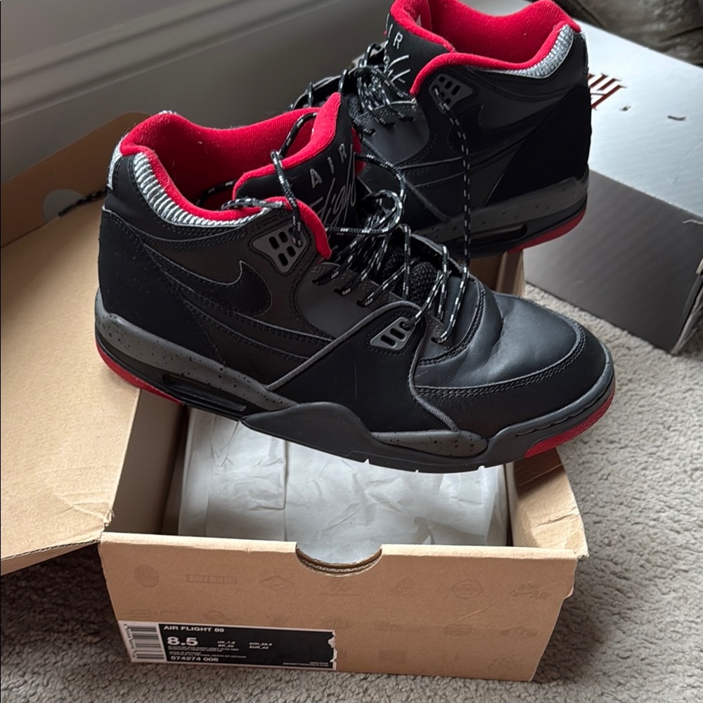 Nike Air Flight 89 Men's Black, Gray and Red Sneakers